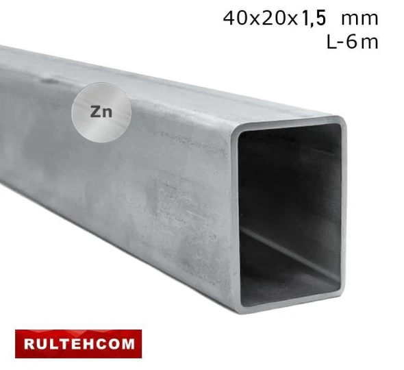 Труба профильная оцинкованная 40х20x1,5 мм L-6 м - image 1