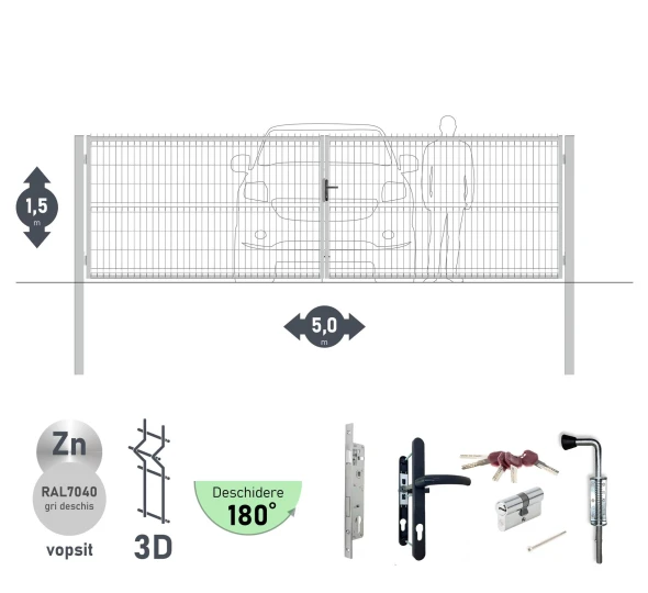 Ворота OPTIMA 3D H-1,5м L-5,0м (D100) RAL7040 - image 1