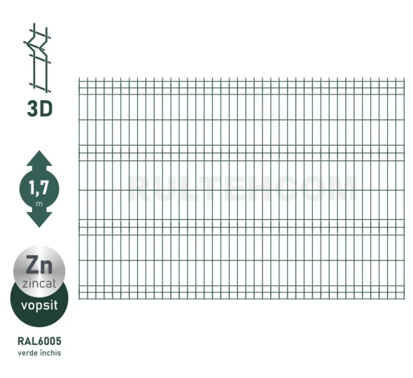 Панель для забора оцинкованная и крашенная (зеленый) PROTECTO D-4,1 H-1,7м L-2,5м - image 1