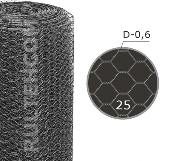 Сетка шестигранная 25 мм D-0,6 мм L-25 м - image 1