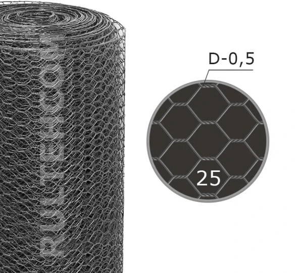 Сетка шестигранная 25 мм D-0,5 мм L-25 м - image 1