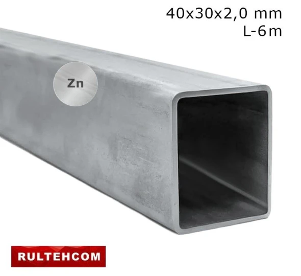 Труба профильная оцинкованная 40х30x2,0 мм L-6 м - image 1