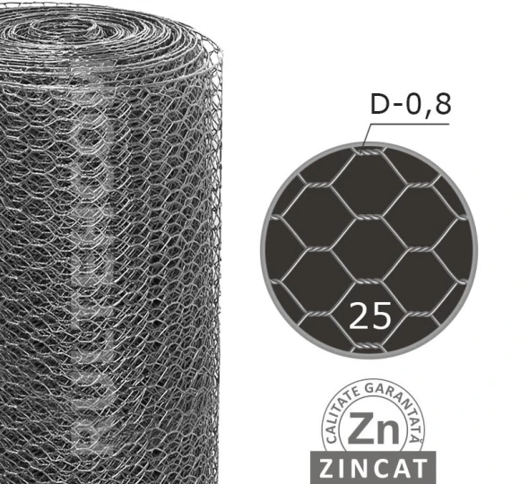 Сетка шестигранная оцинкованная 25 мм D-0,8 мм L-25 м - image 1