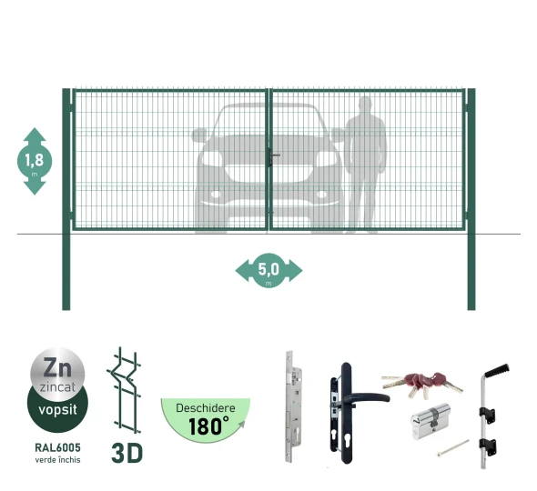 Poarta auto batanta OPTIMA 3D H-1,8m L-5,0m (D100) RAL6005 - image 1