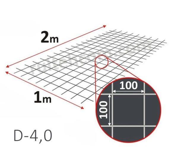 Plasa sudata VR-1 pentru armare 100х100 D-4,0mm 1х2m - image 1