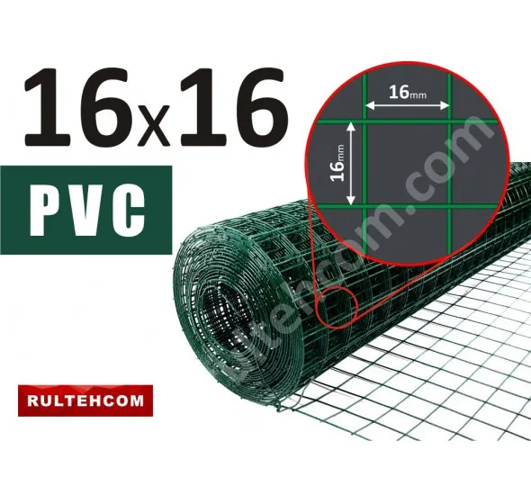 Plasa sudata zincata cu PVC 16х16 D-1,4 mm B-0,5 m L-10 m - image 1