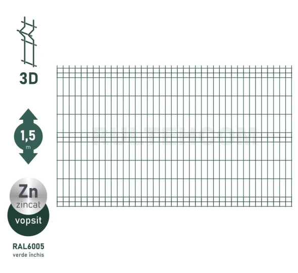Панель для забора оцинкованная и крашенная (зеленый) OPTIMA D-3,7 H-1,5м L-2,5м - image 1