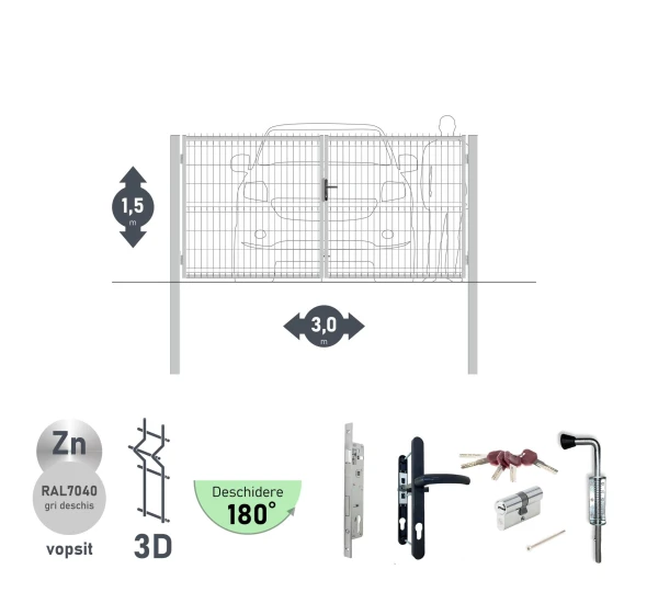 Ворота OPTIMA 3D H-1,5м L-3,0м (D100) RAL7040 - image 1