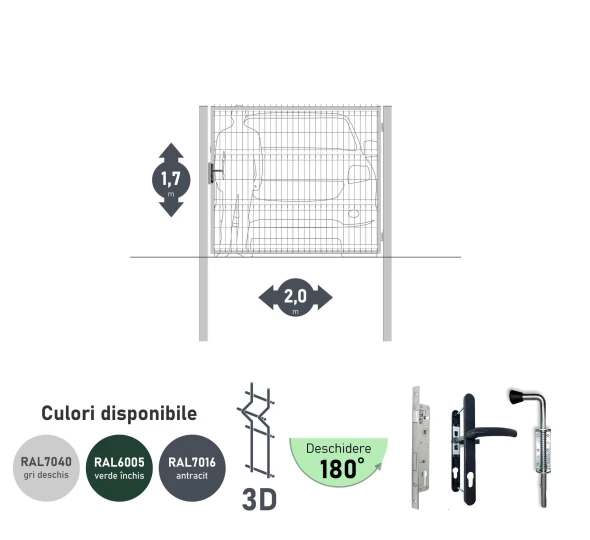 Ворота OPTIMA 3D H-1,7м L-2,0м (S100) RAL7040 - image 1