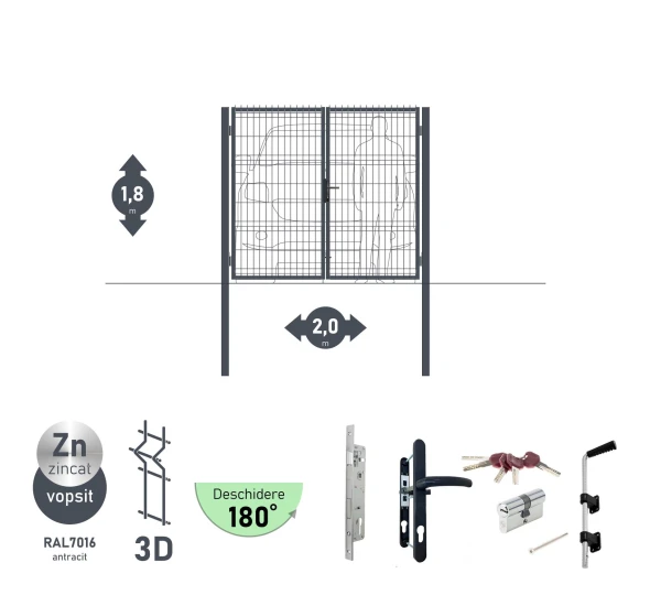 Ворота OPTIMA 3D H-1,8м L-2,0м (D80) RAL7040 - image 4