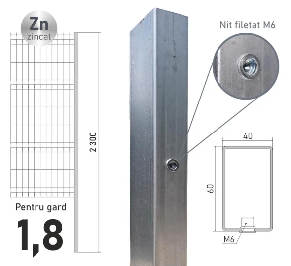 Stilp zincat ЕСО 18 (60х40x1,2) L-2,3m - image 1