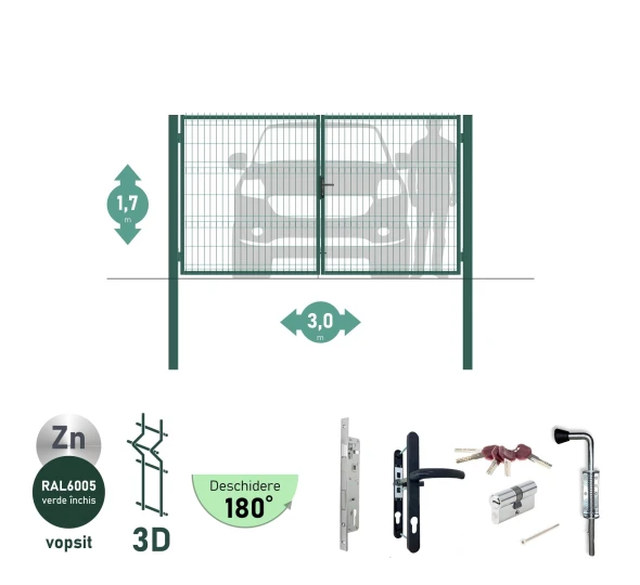 Ворота OPTIMA 3D H-1,7м L-3,0м (D100) RAL6005 - image 1