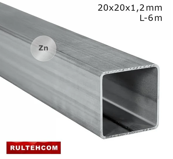 Труба профильная оцинкованная 20х20x1,2 мм L-6 м - image 1