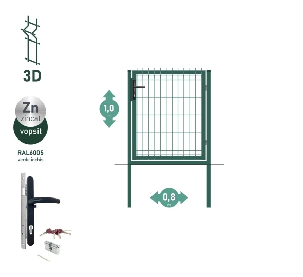 Калитка OPTIMA 3D H-1,0м L-0,8м RAL6005 - image 1
