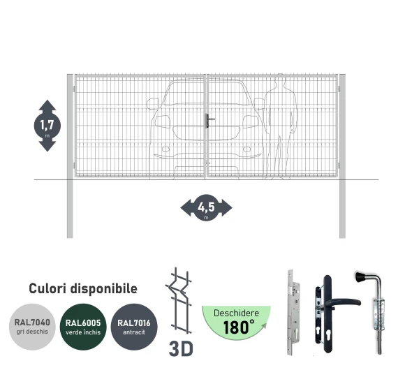 Poarta auto batanta OPTIMA 3D H-1,7m L-4,5m (D100) RAL7040 - image 1