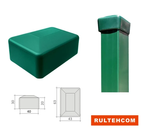 Колпак наружный пластиковый для столба и трубы 60x40 мм зеленый - image 1