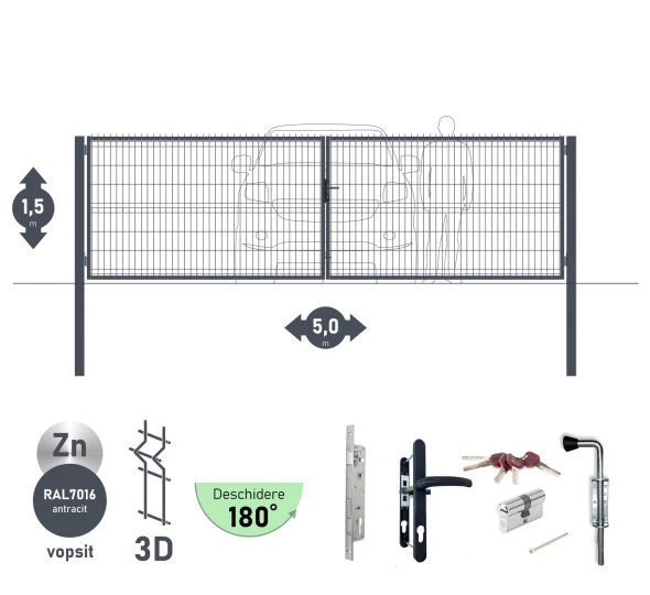 Ворота OPTIMA 3D H-1,5м L-5,0м (D100) RAL7016 - image 1