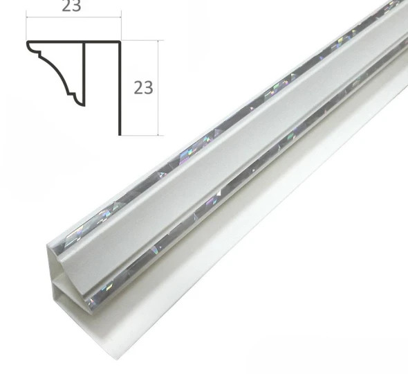 Плинтус ПВХ L-2,9м - белый HSL (серебряная полоса) - image 1