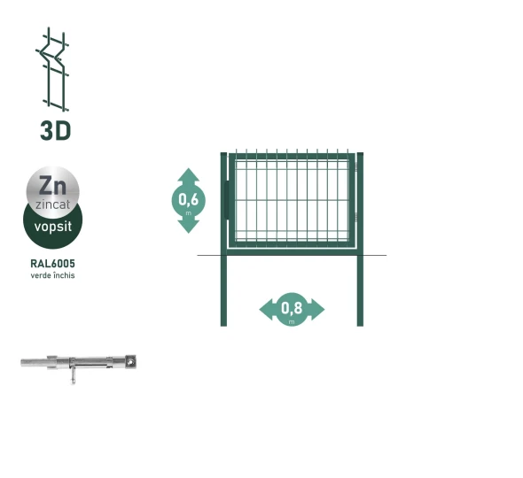 Калитка OPTIMA 3D H-0,6м L-0,8м RAL6005 - image 1