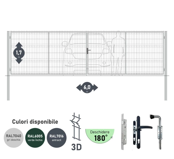 Ворота OPTIMA 3D H-1,7м L-6,0м (D100) RAL7040 - image 2