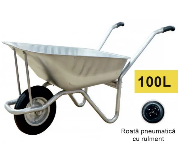 Тачка 100L (металл) с пневматическим колесом на подшипнике - image 1