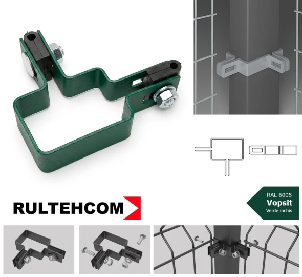 Крепление хомут угловой ОЦ для столба 60х40 RAL6005 - image 1