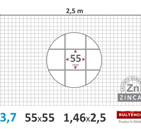 Сетка для габионов 55х55мм D-3,7мм 1,46х2,5м - image 1