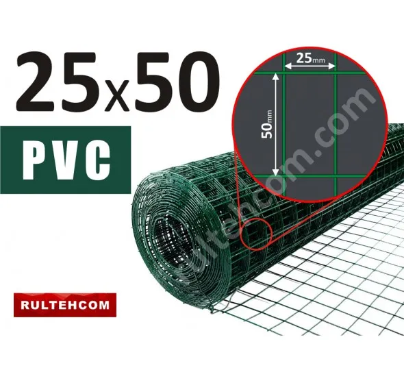 Plasa sudata zincata cu PVC 25х50 D-1,4 mm B-1 m L-10 m - image 1