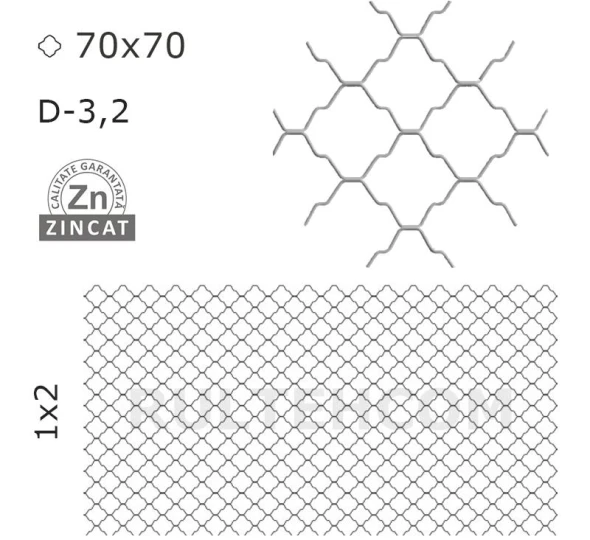 Декоративный забор 70x70 мм D-3,2 мм 1х2 м - image 1