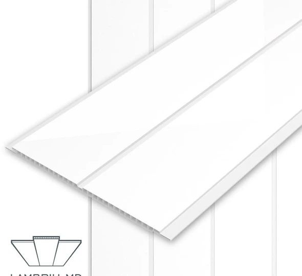 Вагонка ПВХ 250x7x5950мм - SW10 2 WHITE белая глянец - image 1