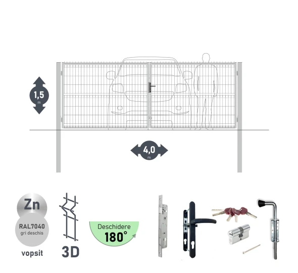 Ворота OPTIMA 3D H-1,5м L-4,0м (D100) RAL7040 - image 1