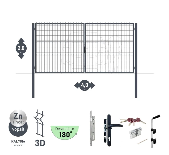 Ворота OPTIMA 3D H-2,0м L-4,0м (D100) RAL7016 - image 1