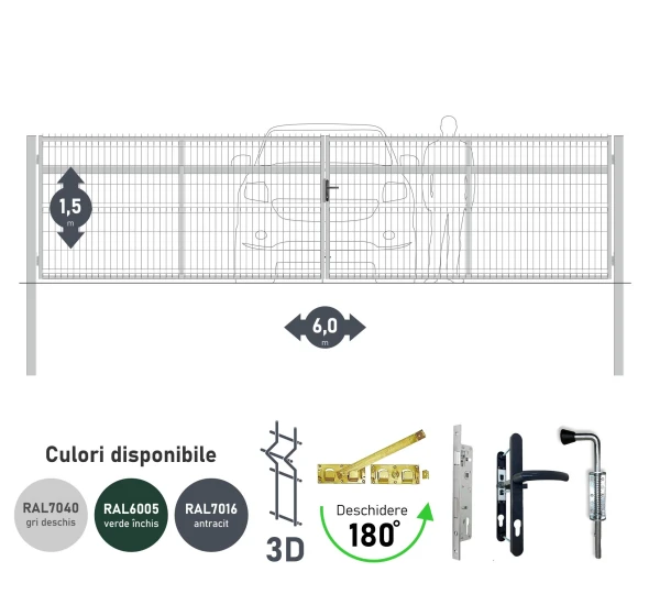 Ворота OPTIMA 3D H-1,5м L-6,0м (D100) RAL7040 - image 1