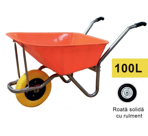 Тачка 100L (пластик) с литым колесом на подшипнике - image 1