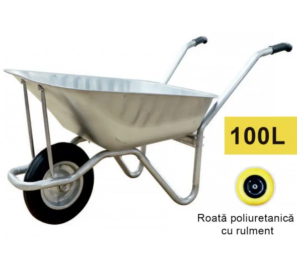 Тачка 100L (металл) с полиуретановым колесом на подшипнике - image 1