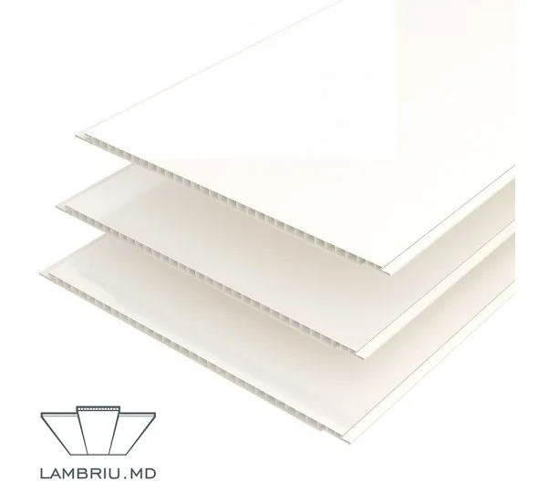 Lambriu PVC 250x8x6000mm - LITE Alb lucios - image 1