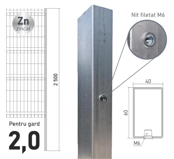 Stilp zincat ЕСО 20 (60х40x1,2) L-2,5m - image 1