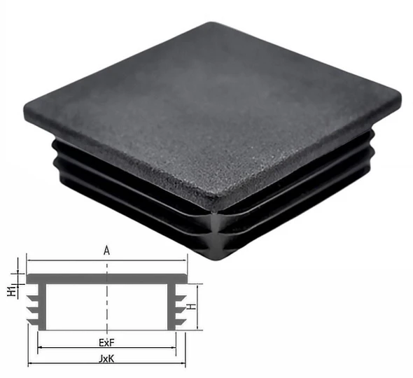 Заглушка пластиковая квадратная внутренняя для трубы 120х120 мм черная - image 1