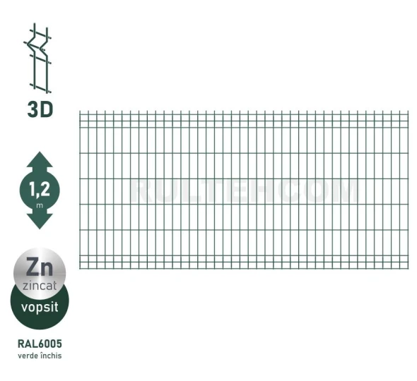 Панель для забора оцинкованная и крашенная (зеленый) OPTIMA D-3,7 H-1,2м L-2,5м - image 1
