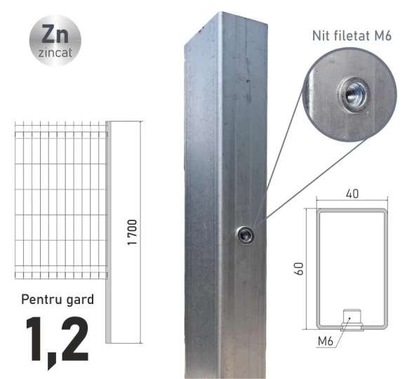 Stilp zincat ЕСО 12 (60х40x1,2) L-1,7m - image 1