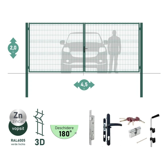 Poarta auto batanta OPTIMA 3D H-2,0m L-4,5m (D100) RAL7040 - image 3