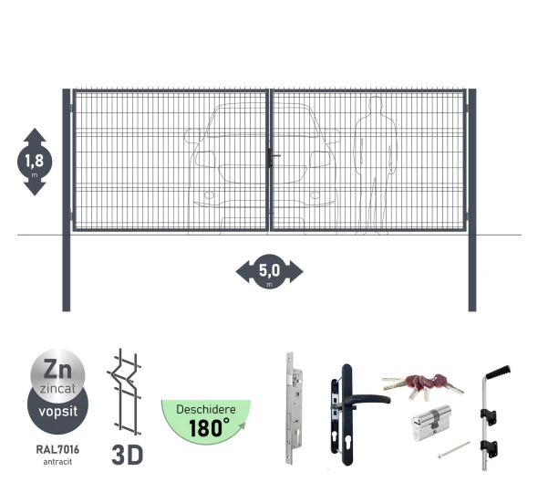 Ворота OPTIMA 3D H-1,8м L-5,0м (D100) RAL7016 - image 1