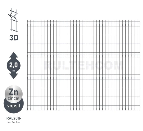 Панель для забора оцинкованная и крашенная (антрацит) OPTIMA D-3,7 H-2,0м L-2,5м - image 1