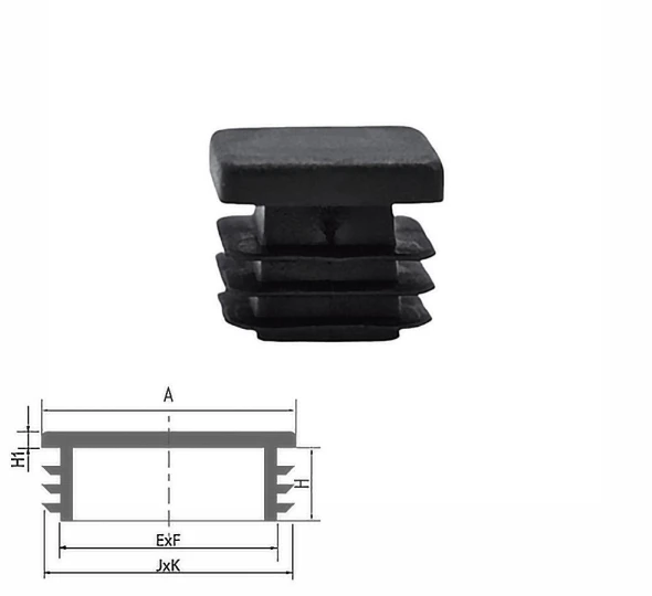 Заглушка пластиковая квадратная внутренняя для трубы 15х15 мм черная - image 1