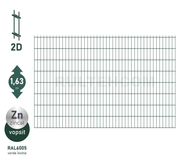 Панель для забора оцинкованная и крашенная (зеленый) DUOS H-1,63м L-2,5м - image 1