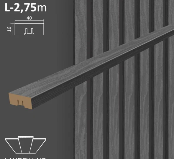 Декоративная рейка 40х16х2750мм (6 шт.) - Дуб Антрацит - image 1