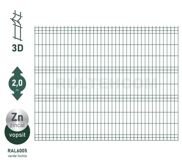Panou gard bordurat zincat si vopsit (verde) PROTECTO D-4,1 H-2,0m L-2,5m - image 1