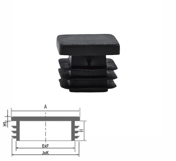 Заглушка пластиковая квадратная внутренняя для трубы 20х20 мм черная - image 1