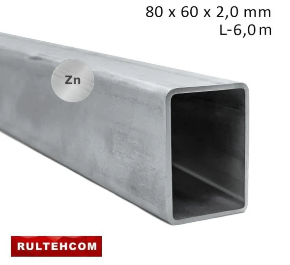 Teava profilata zincata 80х60x2,0 mm L-6 m - image 1
