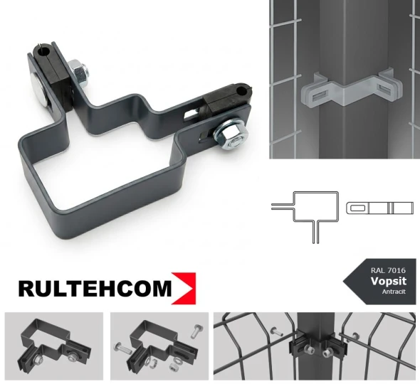 Крепление хомут угловой ОЦ для столба 60х40 RAL7016 - image 1